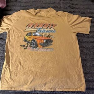Volkswagen Rabbit Extreme Racing Graphic T Shirt‎ Mens XL Mustard Yellow MK1 VW